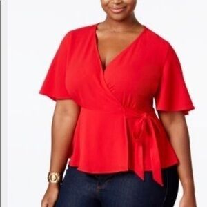 NWT Red Monteau Wrap Shirt fits like a small